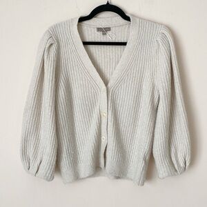 Lilla P cream puff sleeve cardigan sweater medium